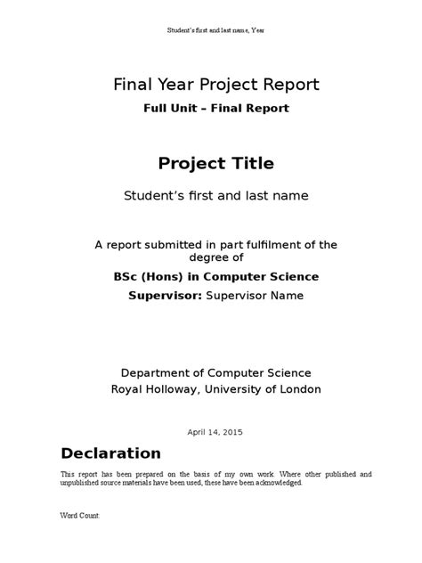 research project final report template
